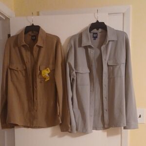 GAP Men's Tan and Light Gray Shirt Jackets